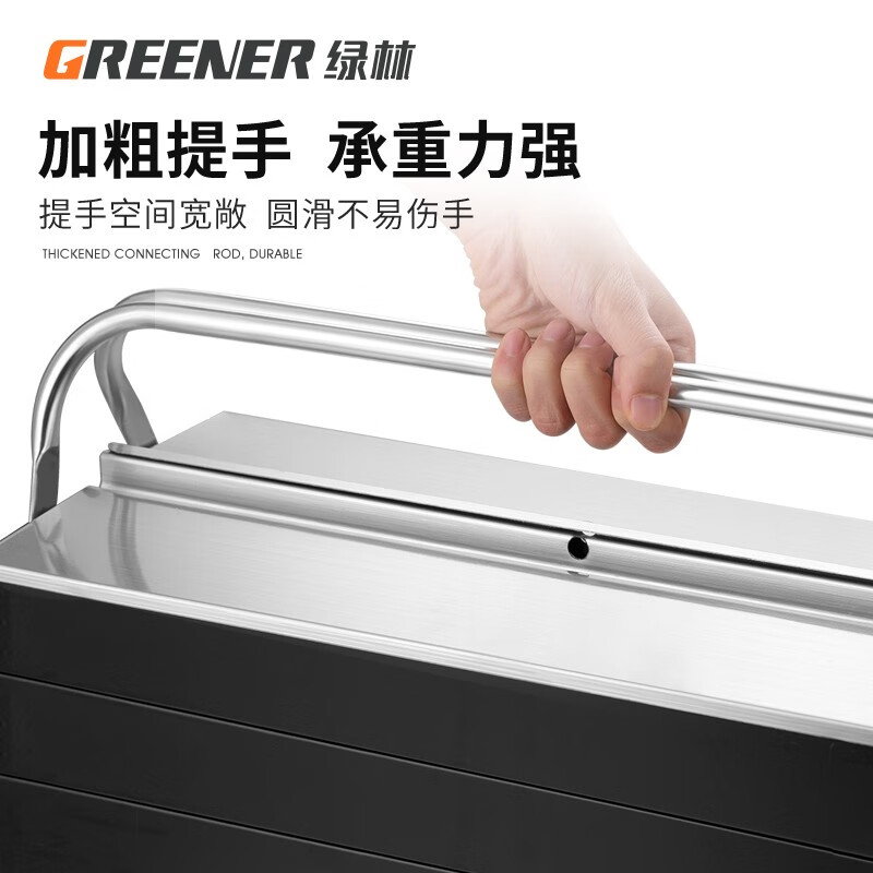 GREENER stainless steel tool box three-layer double-layer folding tool box large multi-functional industrial grade thickened portable storage box special length silver gray model double-layer stainless steel folding tool box