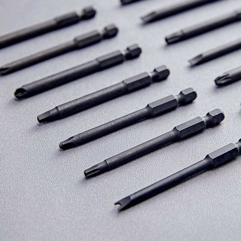 Bosch 37-piece long bit driver set with handle, hexagonal handle S2 steel bit, 1/4 hexagonal handle, 6.35mm four-wing, three-wing U-shaped square hole and other various bits 37-piece long bit set with handle