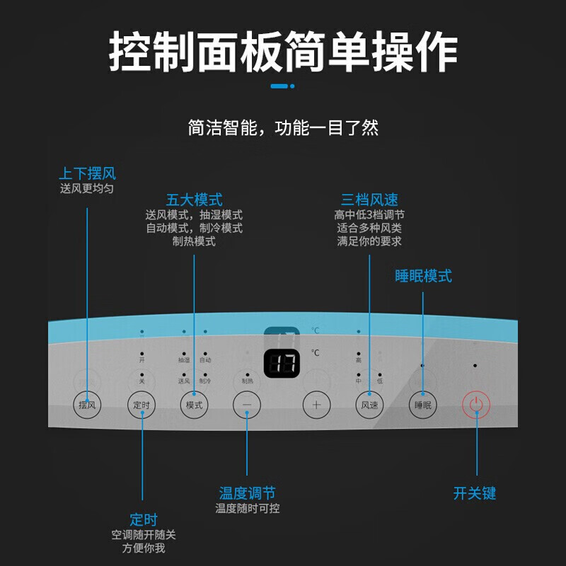 Midea mobile air conditioner 1/1.5/2 portable portable air conditioner for home kitchen, dormitory rental, all-in-one, independent dehumidification, no installation, no drainage, 1.5 HP, both heating and cooling