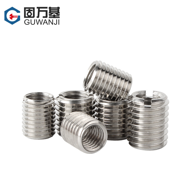 Guwanji 304 stainless steel self-tapping screw sleeve slotted thread sheath internal and external thread nut thread conversion brace screw sleeve M8*1.25*M10*1.5*12L 2 pieces