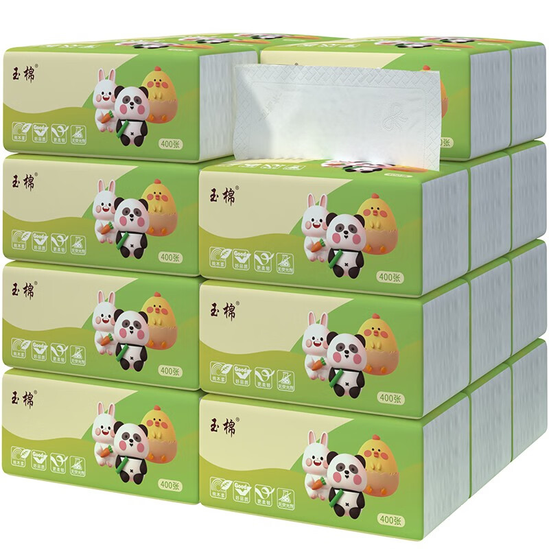 Yumian (yumian) 5-layer household paper towels, full box of affordable napkins, toilet paper, family mother and baby kitchen paper for newcomers, cartoon paper towels, 5 layers, 400 sheets * 3 packs