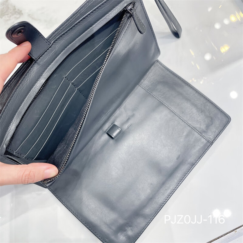 Second hand 95 new bv bv black full leather woven long bifold wallet Diejia card holder clutch bag men and women 98 new bv blue gray full leather woven clutch