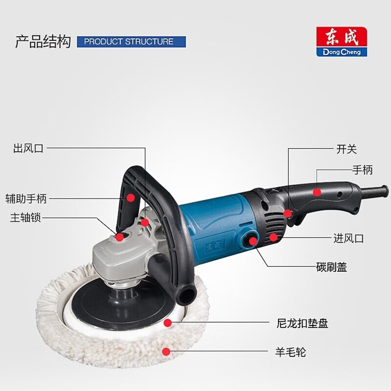 Dongcheng polishing machine speed regulating polishing machine car waxing machine polishing machine S1P-FF02/03/04-180 S1P-FF04-180 standard configuration