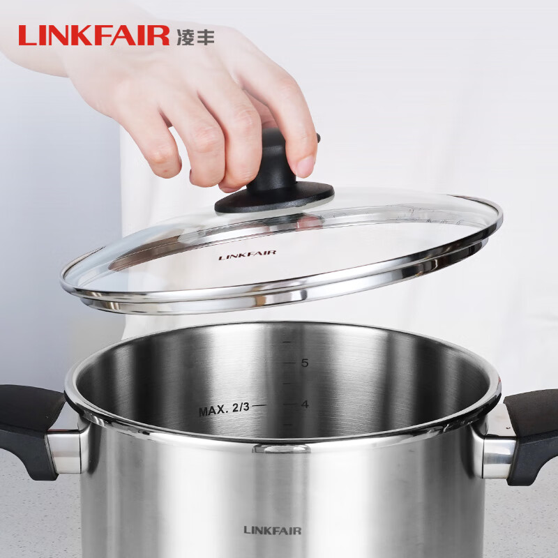 Lingfair (LINKFAIR) stainless steel pot lid with visual cooking tempered glass lid, autoclaved series 22cm pot lid
