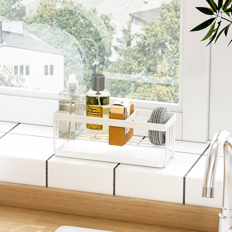 Yushijia kitchen rag drain rack storage rack multi-functional sink drain rack household countertop dishwashing liquid sponge wipe sponge drain rack-white