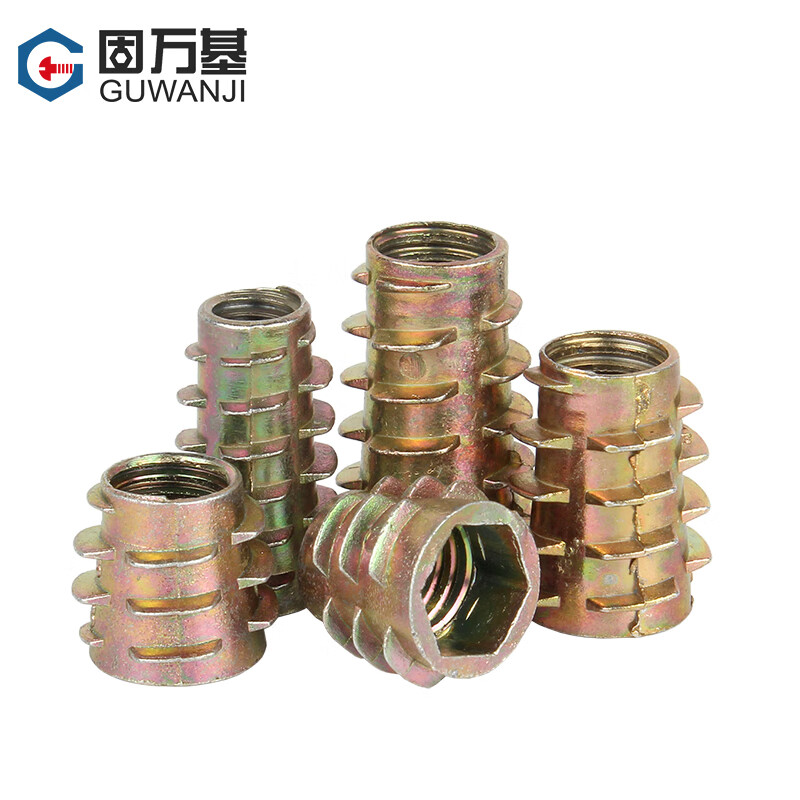 Guwanji ferroalloy trapezoidal internal and external thread nuts furniture hexagonal embedded parts screw caps T-shaped screw nuts national standard M8x25 20 pieces with guide