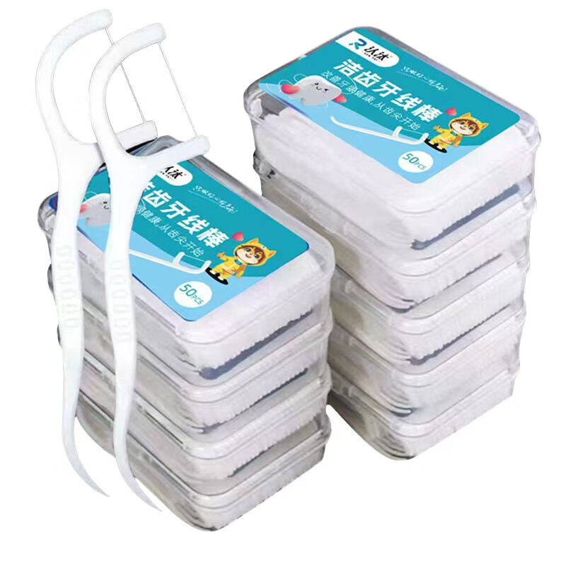 Round thread care dental floss stick, toothpick, cleaning between teeth, family pack, ultra-fine and convenient, 100 pieces