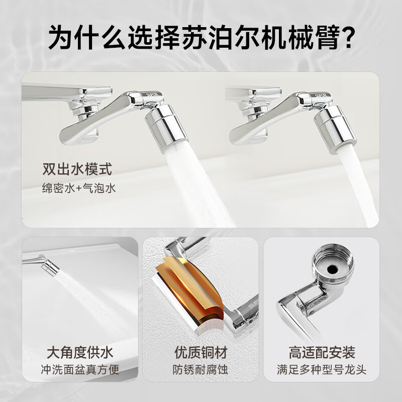 SUPOR 1440 universal faucet extender all-copper universal joint kitchen basin bathroom anti-splash nozzle S