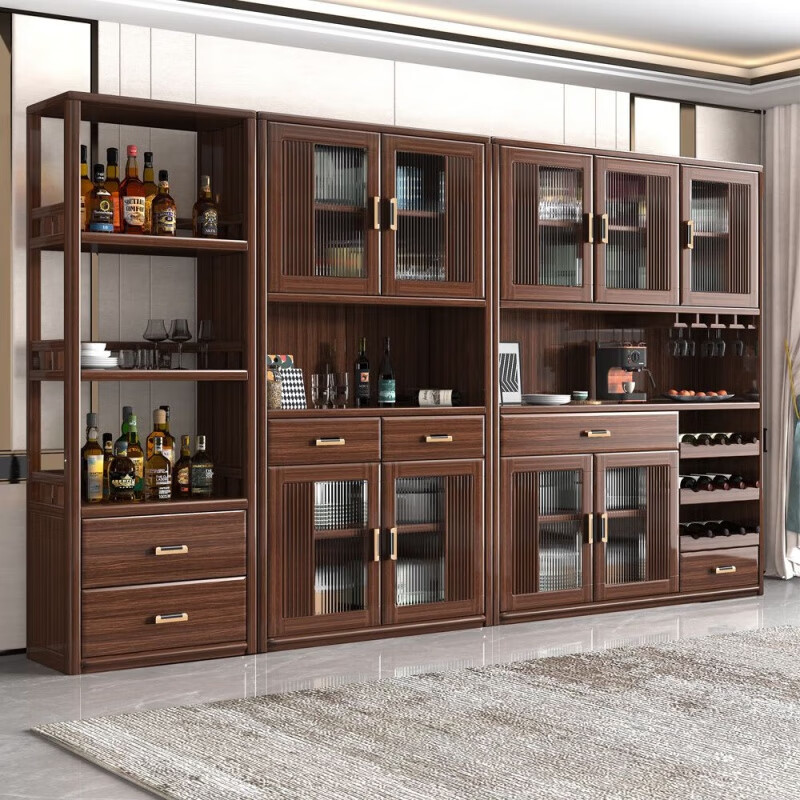 New Chinese-style solid wood sideboard against the wall, integrated wine cabinet, multi-functional storage cabinet, large-capacity storage cabinet for home living room, two-door sideboard, free delivery