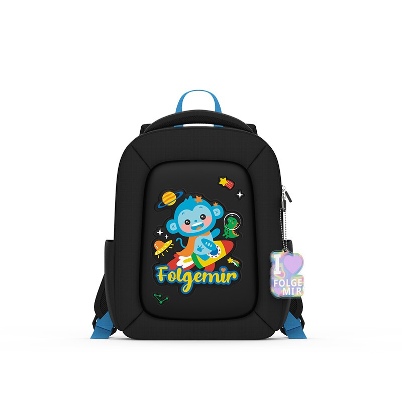 Folgemir children's schoolbag EVA wear-resistant kindergarten shoulder burden-reducing schoolbag color box cute star monkey black