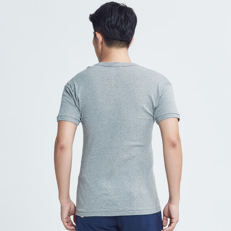 Yiershuang 2-pack 100% cotton men's short-sleeved ribbed old man's shirt T-shirt undershirt round neck cotton M/165