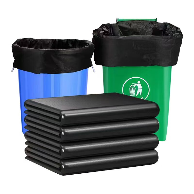 Tengjie flat mouth garbage bag large thickened hotel garbage bag flat mouth 90*110*5 silk 50 pieces