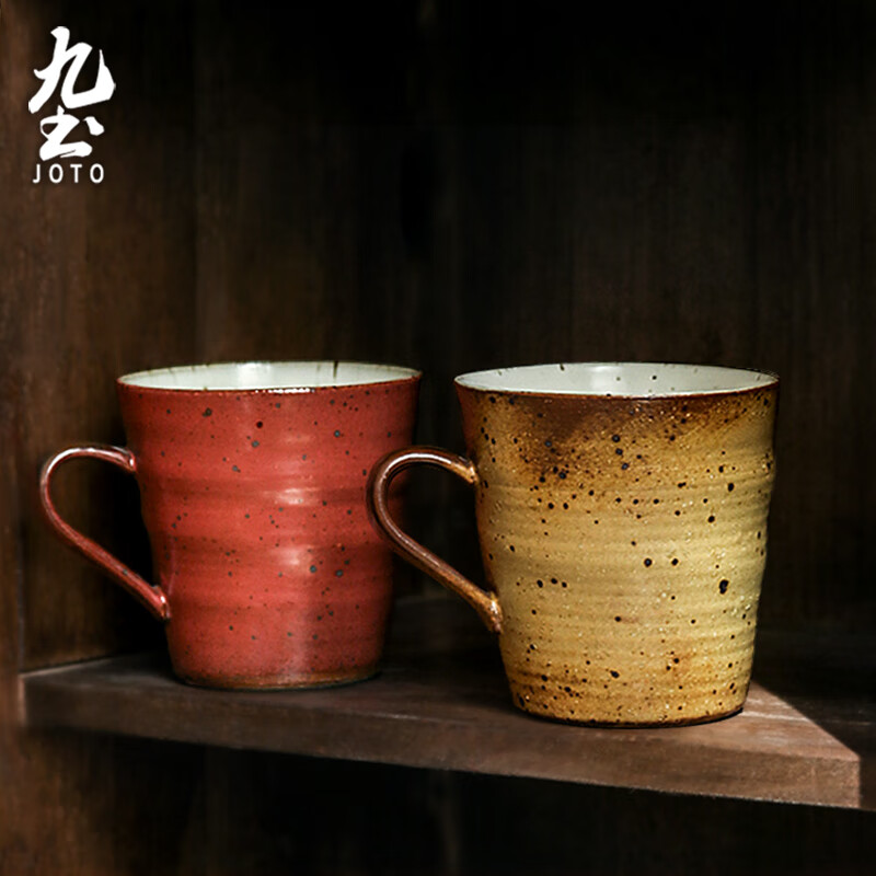 Jiutu Japanese-style handmade coarse pottery coffee cup hand-brewed retro mug simple household water cup creative couple cup kiln whitening