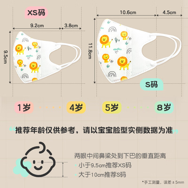 Haishi Hainuo Damai disposable children's masks for 5-8 years old children and students 3D three-dimensional style breathable and dustproof 50 pieces individually packaged