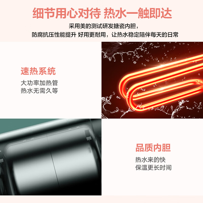 Midea 8-year warranty electric water heater Small Kitchen Treasure 6.6L water output 36L first-class energy efficiency dishwashing water heater kitchen hot water treasure national subsidy F6.6-20CB (ES)