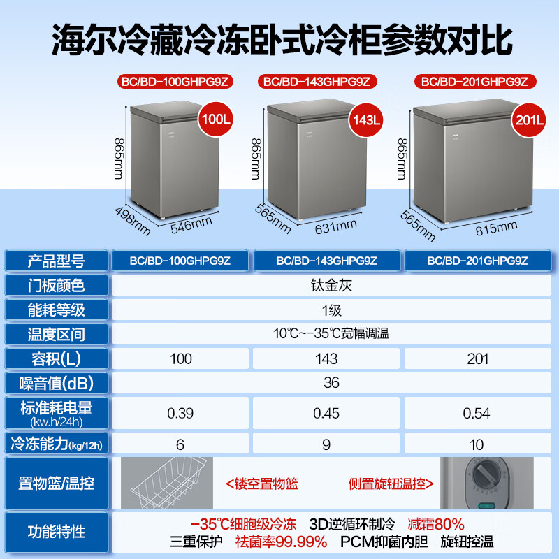 Haier Freezer Home Low Temperature Mini Freezer Freezer Refrigerator Freezer Switch Cryogenic Quick Freeze Subzero Small Freezer Xiao Fuhao 143GHPG9Z Side Temperature Control-35 143L