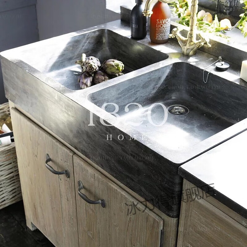 Jingga simple American country kitchen drawer stove cabinet marble solid wood detachable combination boutique retro overall cabinet marble countertop vertical four-drawer cabinet 6 or more doors