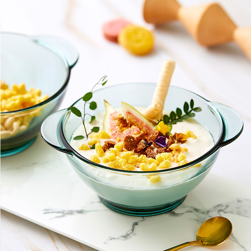 Corning tableware dish set lake green tableware 8-piece set heat-resistant glass rice bowl plate microwave safe