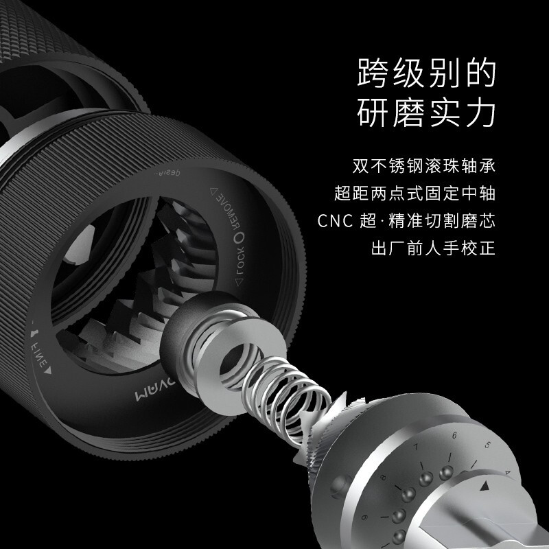 MAVO Wizard Hand Grinder Coffee Bean Grinder Hand Grinding Coffee Bean Grinder Hand CNC Grinding Core 2.0 Obsidian Black-All-purpose Edition