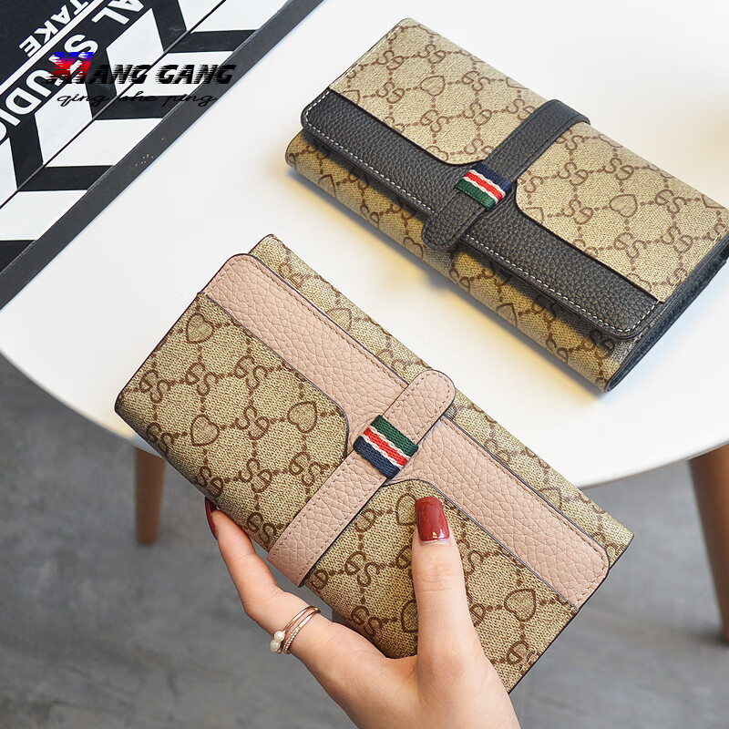 Kuqi Kangaroo Brand Kuqi Bag Women's Bag Chinese Valentine's Day European and American Wallet Women's Long Large Capacity Cowhide Multifunctional Mobile Phone Wallet Trendy Black