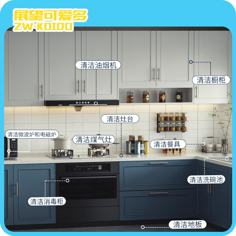 Zhanzhan Kaitaiduo kitchen wipes, degreasing wet wipes, enlarged and thickened, household wipes for range hoods, no-wash rags, 1 layer, 80 cigarettes*8 packs