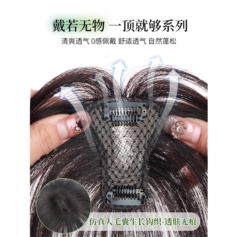 Do you know that the wig with bangs for women is full of human hair and has a high volume of hair, covering white hair, wild wig, 4*6, natural color - 25CM