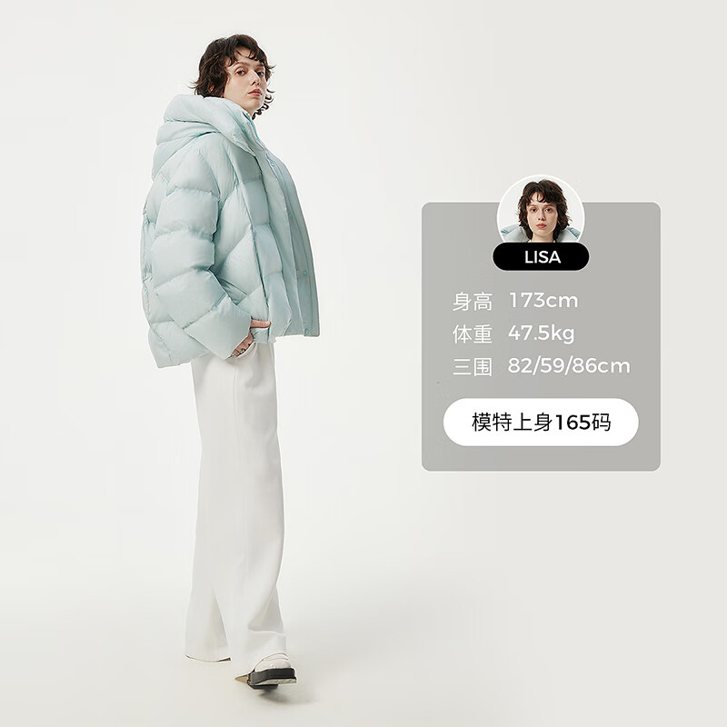 Tambor Korean style puff down jacket women's short removable hood winter loose thick coat TBF530368D Frost Blue S 160/84A