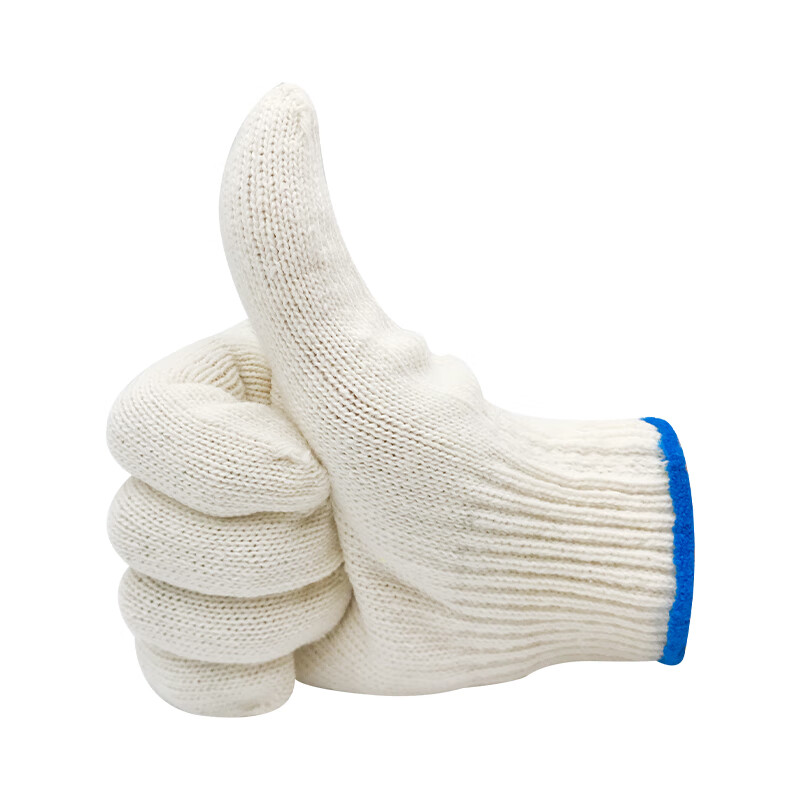 Teweiqiang cotton thread labor protection gloves 30 pairs/pack 500 blue edge thickened non-slip wear-resistant industrial white cotton yarn