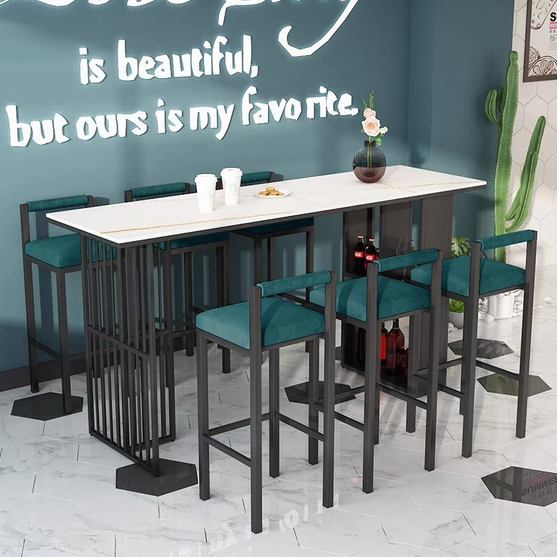 Hao Xingda Slate Bar Table Modern Simple Cafe Milk Tea Shop Bar Lounge Bar High Back Chair Nordic Leisure Multi-Function Wine Cabinet Storage Cabinet Italian Partition High Leg Long Table Slate Single Table 220*60*105cm Order Remarks Color