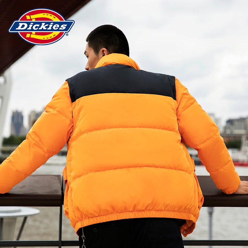 Dickies down jacket multi-pocket basic jacket Men's casual all-match thickened jacket 9460 Persimmon Orange (Loose version) S Down filling 165 grams