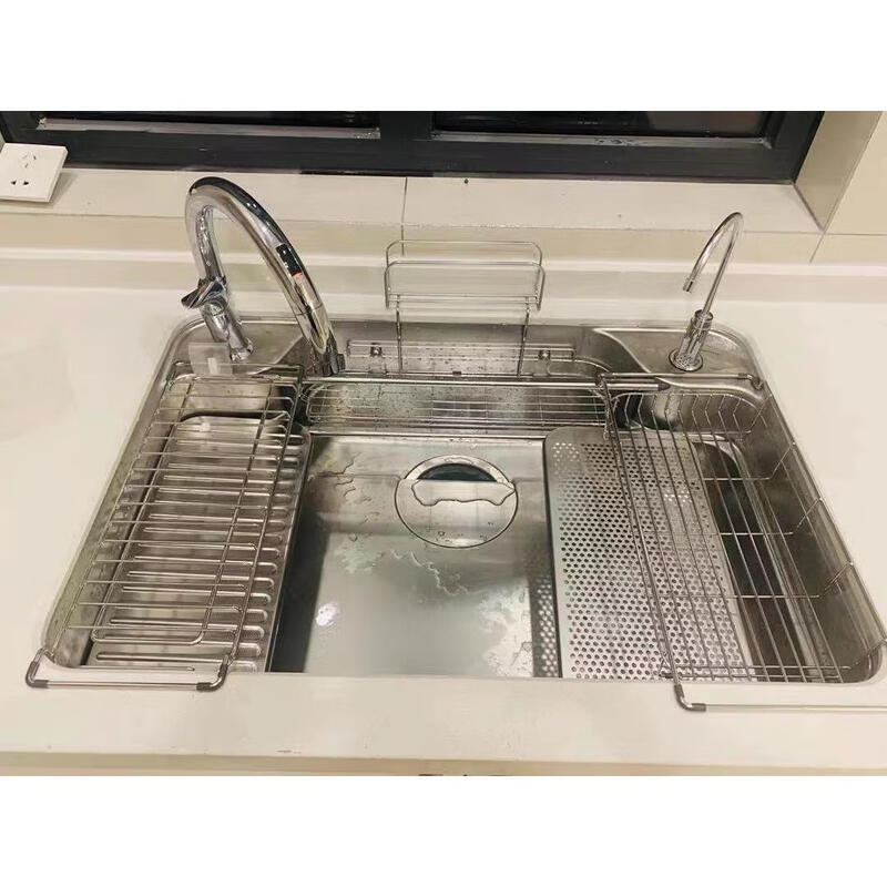 Lixil imported from Japan Lixil functional 3D embossed multifunctional 304 stainless steel W-shaped kitchen large single sink standard sink accessories KVK6101