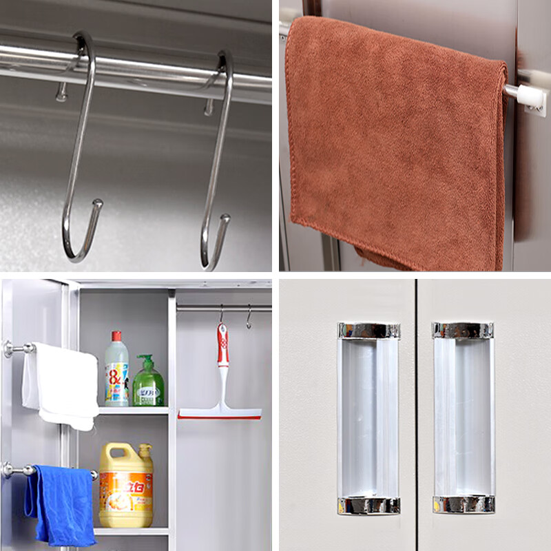 Yuwei stainless steel cleaning cabinet mop broom cleaning supplies tool cabinet balcony storage cabinet housekeeping storage cabinet 304 stainless steel double door cleaning cabinet