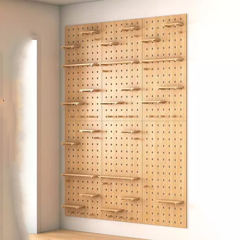 Lin's boy hole board storage rack solid wood custom hanging board wooden entrance hall accessories hole wall board log bookshelf storage package 60x120 original color