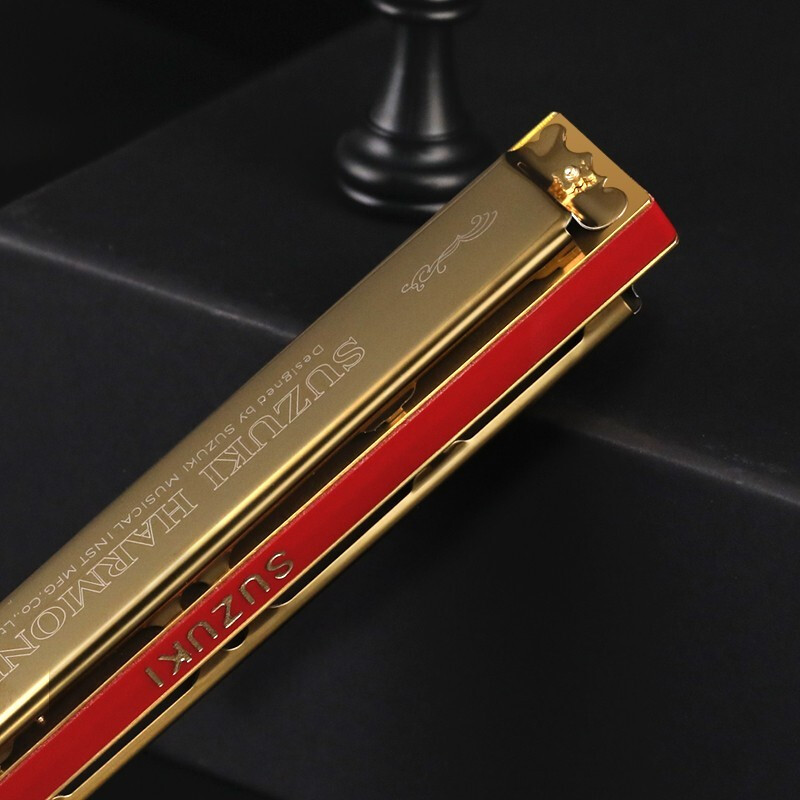 SUZUKI Japanese Suzuki Study 24-hole polyphonic harmonica professional playing beginner male, female, adult, student and child black polyphonic + beginner gift pack C key common key - recommended for beginners