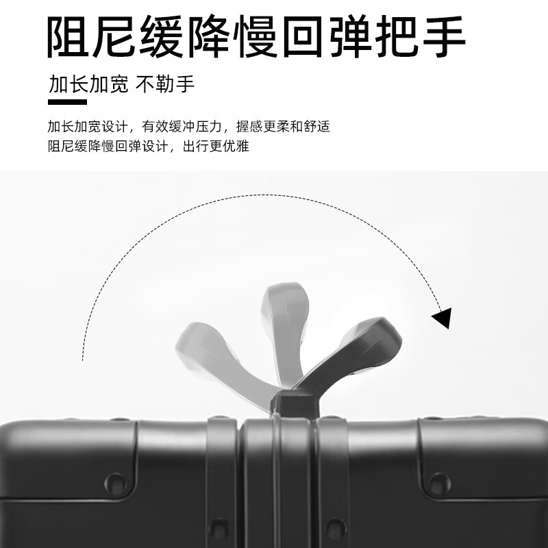 Uniamog Germany's new boarding suitcase, small trolley case, all-aluminum magnesium alloy suitcase, large-capacity password case, obsidian black (aluminum-magnesium alloy box newly launched) 20 inches / can be boarded, upgraded peach skin interior