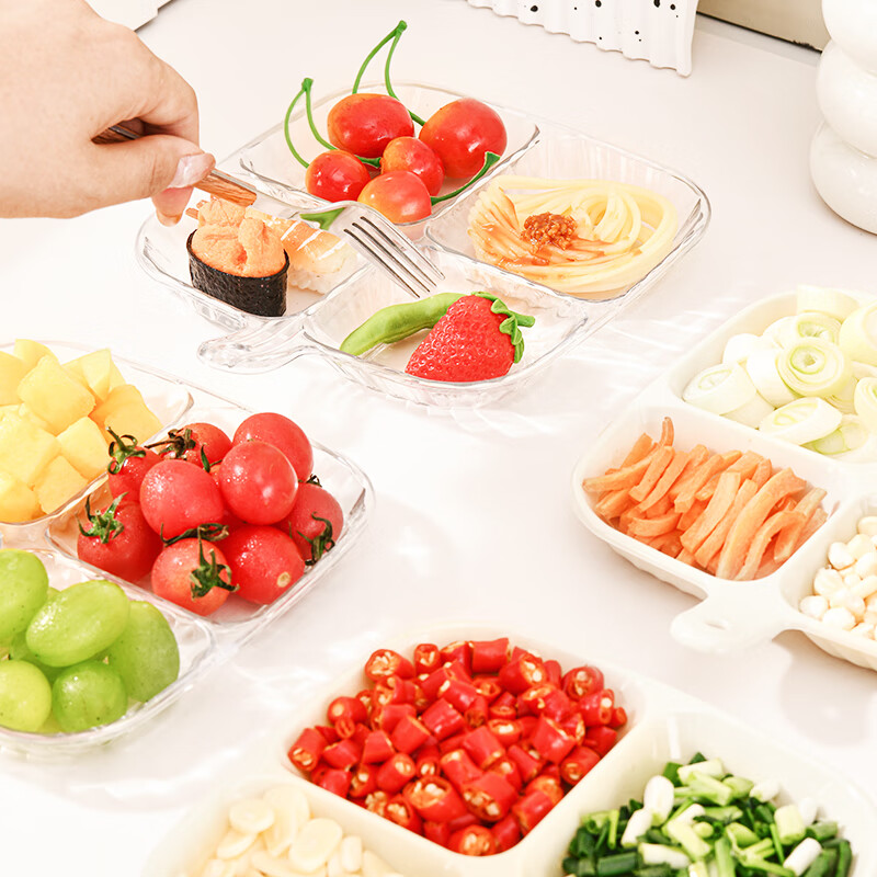 Baijie home-compartmented side dish ingredients green onion ginger garlic storage plate spit bone plate vinegar dish preparation plate 2 pieces