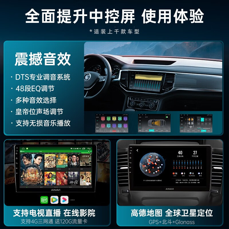 Hangrui is suitable for Volkswagen Lavida Magotan Sagitar Bora Jetta polo Santana car central control large-screen navigation integrated machine Hicar version A3 (1+32G) + AHD rear view