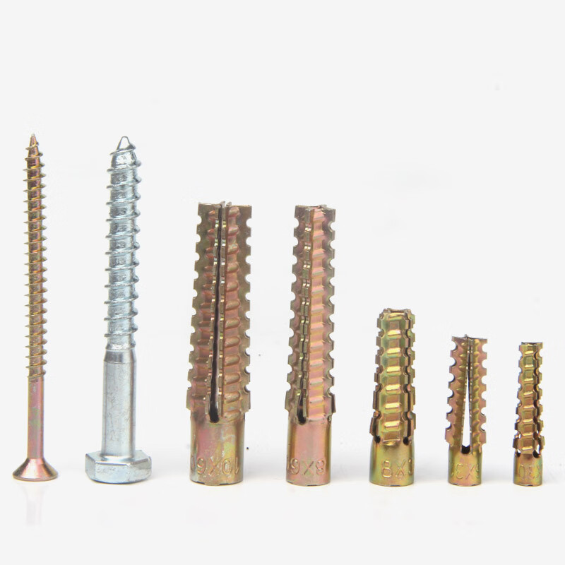 Jaynes light iron expansion screws metal inner expansion tube expansion bolts for hollow brick reinforcement sawtooth iron expansion screws 50 mixed sets (three models 10mm8mm6mm) upgraded anti-loosening type