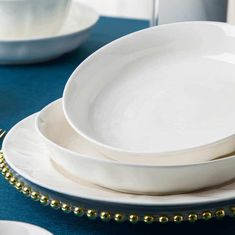 Yichen tableware complete set of underglaze colored bowls and dishes set for household pure white simple European style bowls and chopsticks bowls for housewarming gift bowls