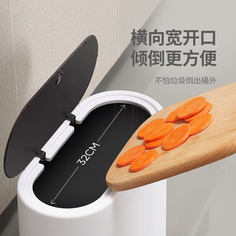 Ecoco bathroom trash can sandwich household with lid kitchen living room toilet bedroom office large internet celebrity paper basket Nordic gray 10L large capacity/automatic adsorption garbage bag