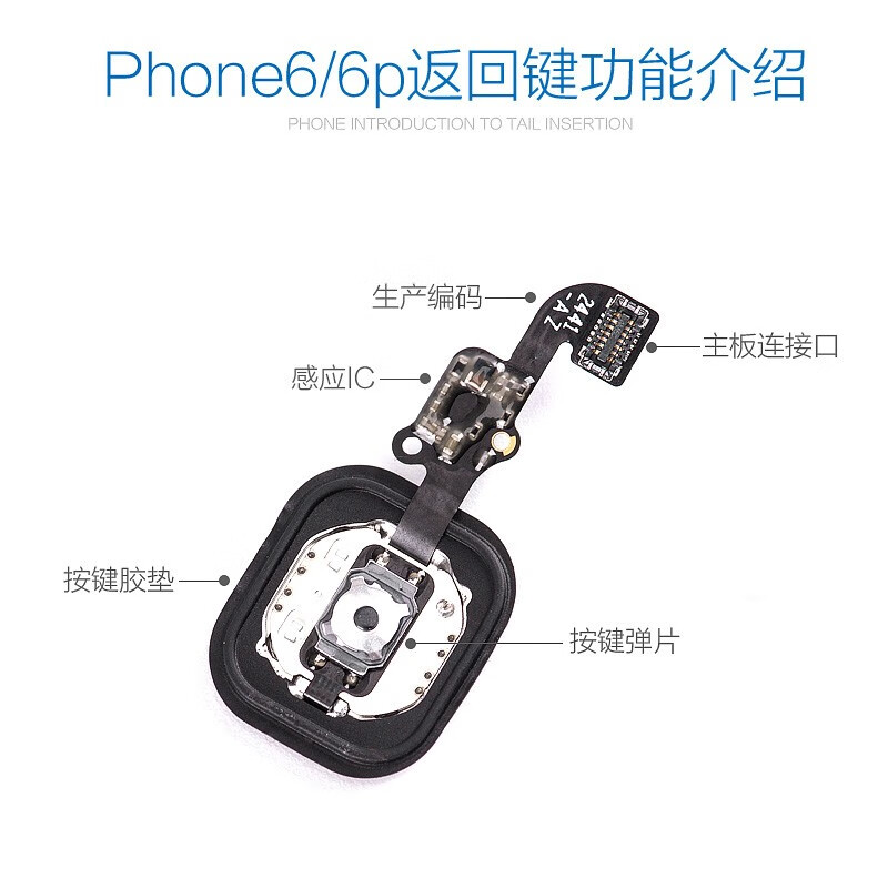 Fanrui is suitable for Apple 6s button 6home button 8p fingerprint recognition iphone6 7plus brand new 5s home assembly 6sp return button cable repair and replacement 7/7P/8/8P generation home button black