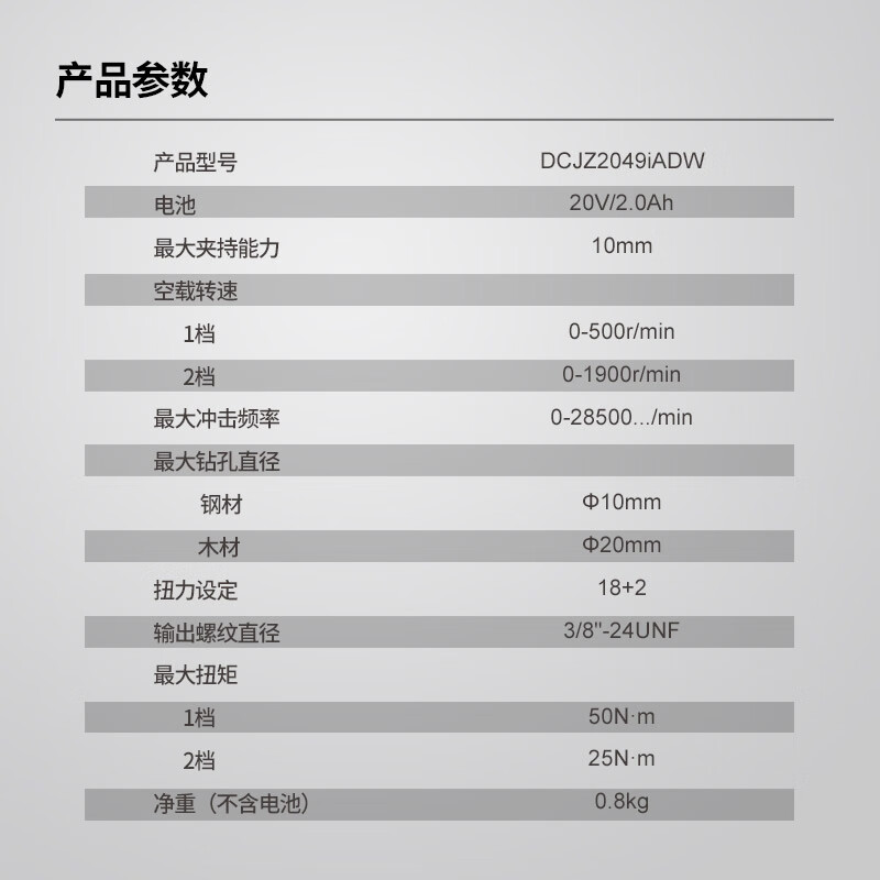 Dongcheng 20V lithium electric drill brushless hand drill rechargeable electric screwdriver set DCJZ2049iADW