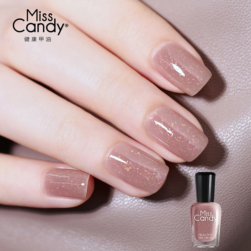 Miss Candy whitening and healthy 15ml nail polish no bake fast drying long-lasting peelable nude sequin manicure glitter nude MR63