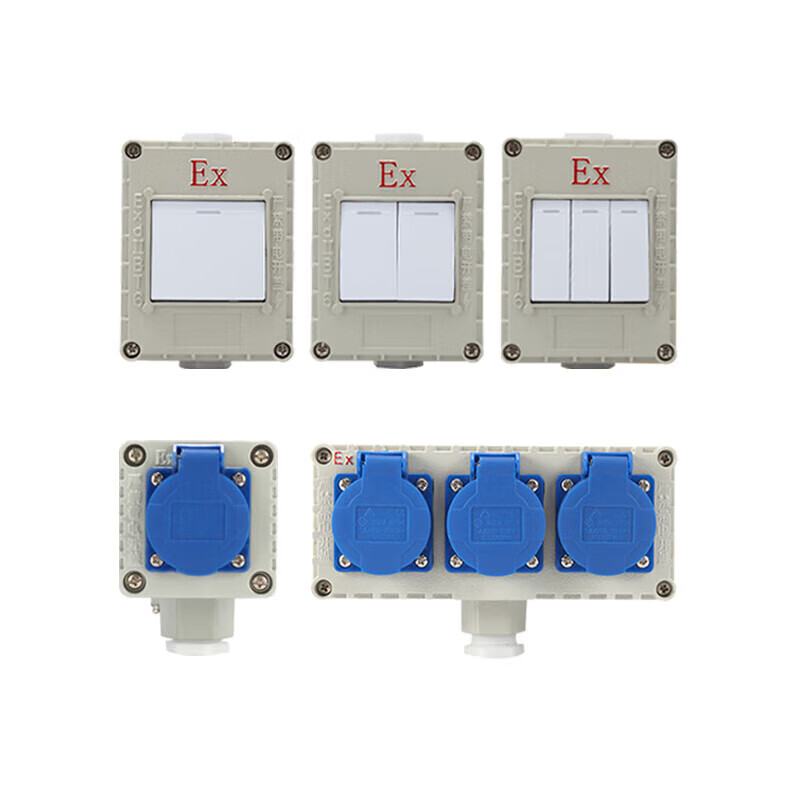 Explosion-proof wall switch explosion-proof socket five-hole 220V10A surface-mounted 86 type single-open industrial lighting switch socket explosion-proof socket plug integrated three-hole 380V