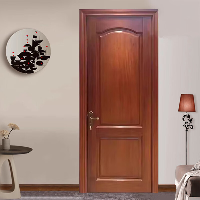 Oak solid wood painted door bedroom door Chinese style light luxury interior door hotel villa room door bathroom door custom rubber wood painted door 1