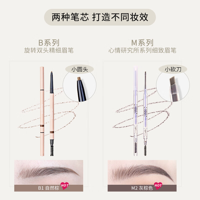 FLORTTE rotating double-headed ultra-fine eyebrow pencil waterproof and sweat-proof, long-lasting and does not fade wild eyebrow gift B2# gray brown New Year gift
