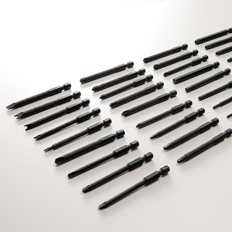 Bosch 37-piece long bit driver set with handle, hexagonal handle S2 steel bit, 1/4 hexagonal handle, 6.35mm four-wing, three-wing U-shaped square hole and other various bits 37-piece long bit set with handle