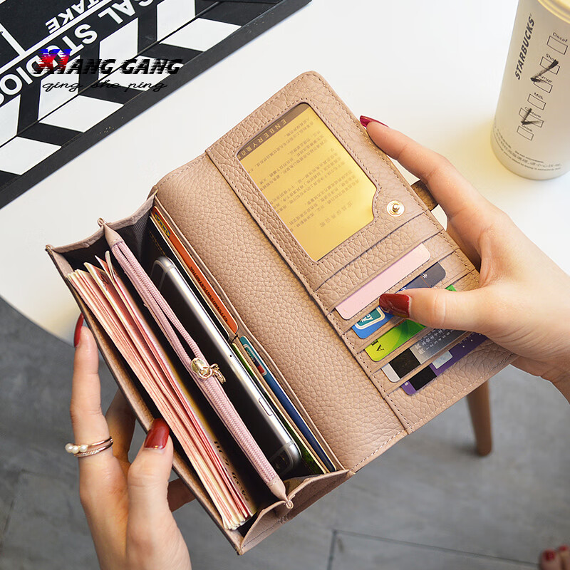 Kuqi Kangaroo Brand Kuqi Bag Women's Bag Chinese Valentine's Day European and American Wallet Women's Long Large Capacity Cowhide Multifunctional Mobile Phone Wallet Trendy Black