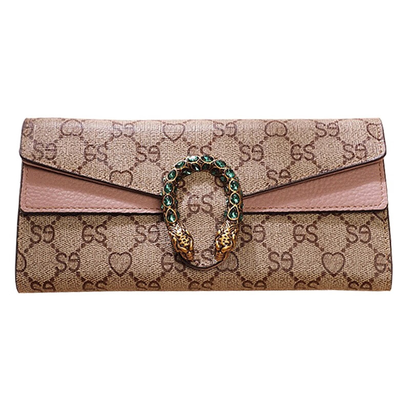 Grozd birthday gift new European and American wallet women's long women's handbag multi-functional wallet clutch pink