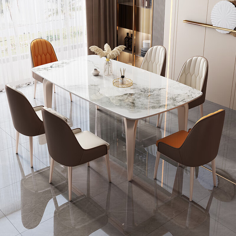Croft dining table home thickened slate elephant leg dining table and chair combination light luxury dining table 905# 1.3m one table and four chairs